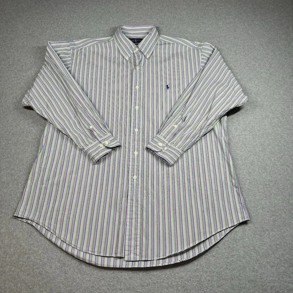 Polo Ralph Lauren Classic Fit Stripe Button Down Mens L (16.5-32/33) Cotton Pony